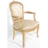 A 19th Century French open framed fauteuil armchair of " Louis XV " design with domed back, the seat