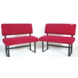 A pair of 20th Century design retro vintage lobby / reception waiting room seating benches /