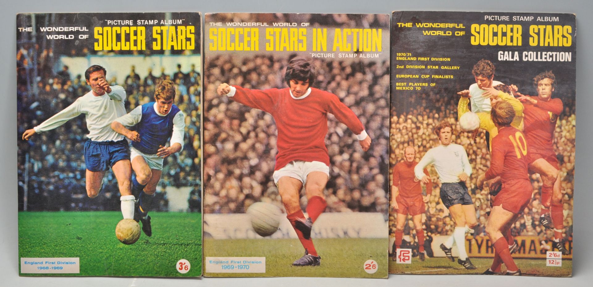 A group of three vintage football Soccer Stars sticker albums to include Gala Collection 1970/71,