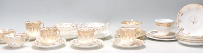 A mixed group of Fine Bone China English tea cups and saucers dating from the 19th Century and later