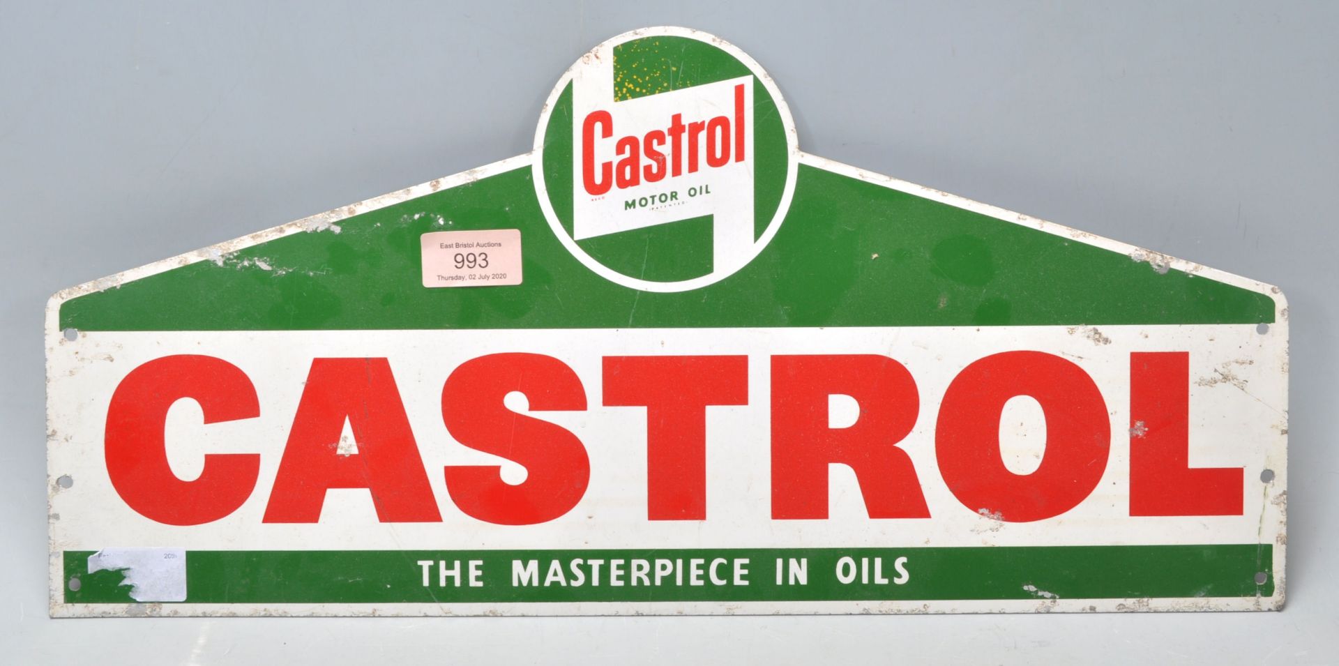 Castrol - an original retro vintage enamel type double sided advertising sign for Castrol oil. - Bild 2 aus 5