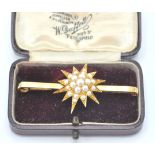 An early 20th Century antique 9ct gold bar brooch