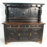 A late 19th century Victorian Jacobean revival oak barley twist sideboard dresser. Raised on stub