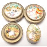 A group of early 20th Century vintage white brass Chinese compacts / trinket pots, three of