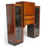A good early 20th Century 1930's Art Deco mahogany veneered kneehole bureau bookcase desk, having