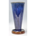 A vintage 20th Century Bourne Denby Danesby Ware pattern tapering tube vase having an electric