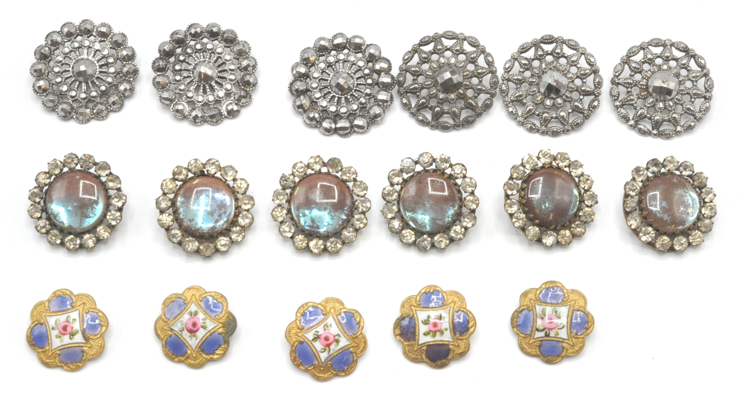 A collection of 19th century buttons to include a 19th century facet cut steel set of six