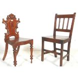 A 19th century Victorian solid mahogany hall chair having  carved back rest with carved scrolled