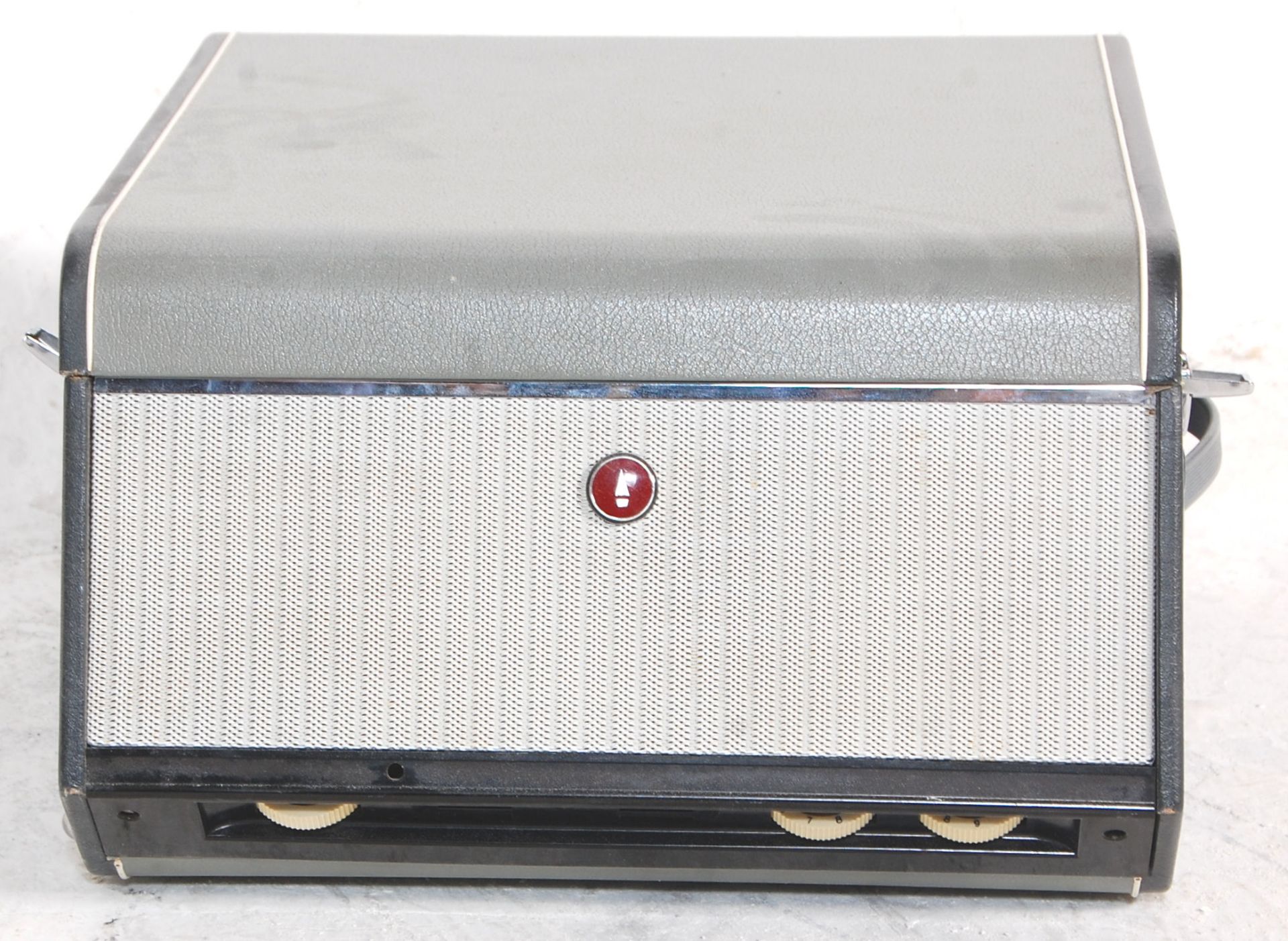 2. A retro mid-century two-tone colourway portable record player by Bush having an inset Garrard - Bild 2 aus 8