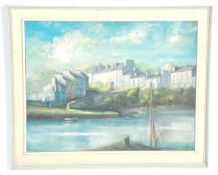 An Irish 20th Century oil on board painting of the seaside village Roundstone on the west coast of