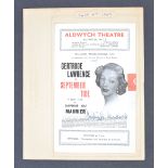 GERTRUDE LAWRENCE - RARE AUTOGRAPHED PROGRAMME