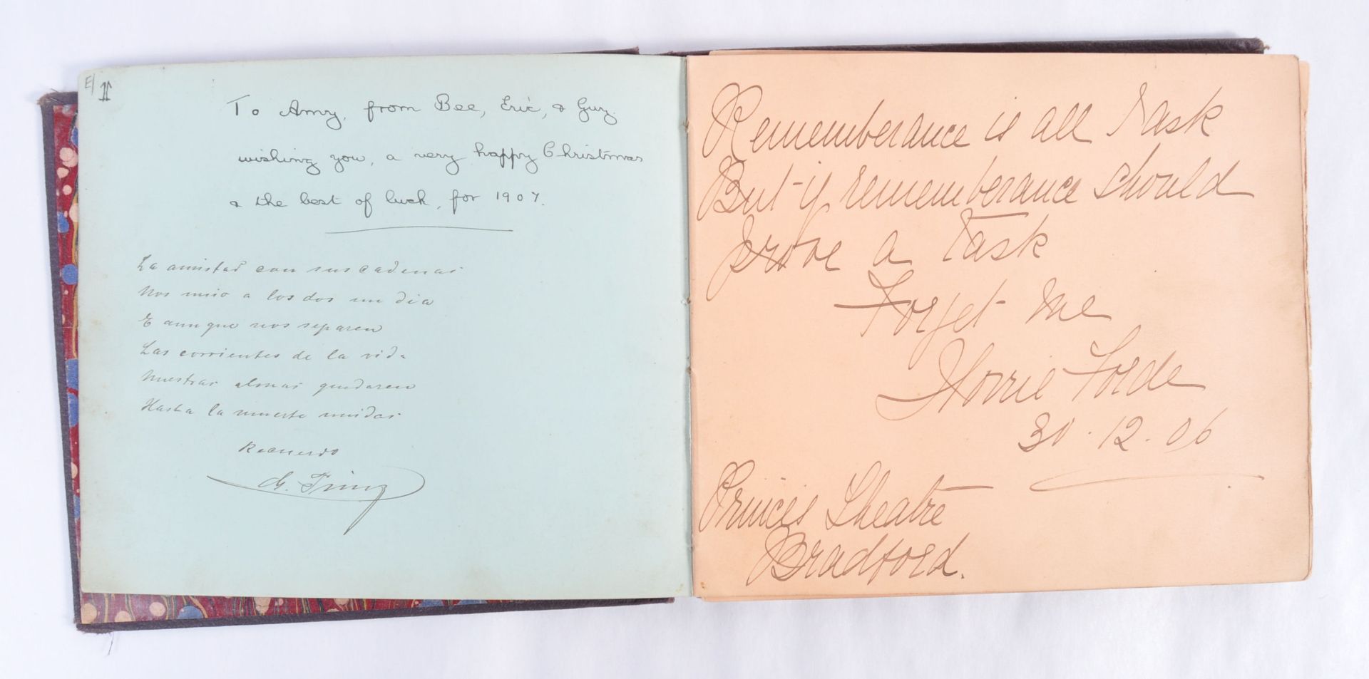 RARE EARLY 1900'S EDWARDIAN MUSIC HALL THEATRE AUTOGRAPH BOOK