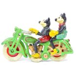 UNUSUAL CAST IRON MICKEY AND MINNIE MOUSE MOTORCYC