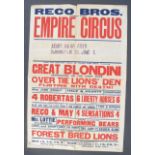 RARE ORIGINAL 1940'S RECO BROTHERS CIRCUS ADVERTIS