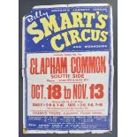 RARE ORIGINAL 1960'S BILLY SMART'S CIRCUS ADVERTISING POSTER