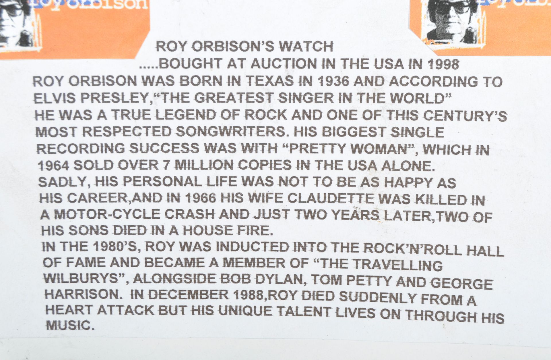 ROY ORBISON - ZZYZX WRIST WATCH IN THE FORM OF A G - Bild 2 aus 8