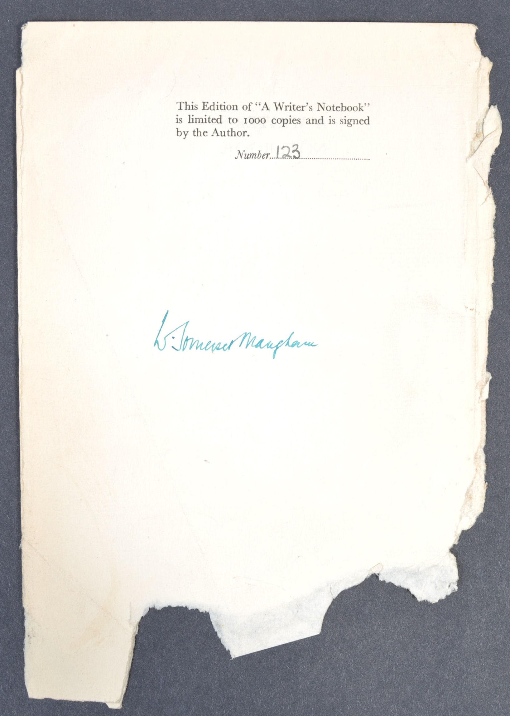 W. SOMERSET MAUGHAM - PLAYWRIGHT - RARE AUTOGRAPH