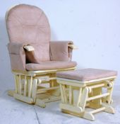 A vintage white painted pine rocking armchair with