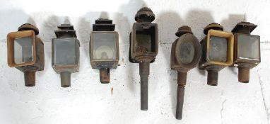 A mixed group of seven antique carriage lamps of v