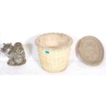 A mixed group of three stone garden wares / orname