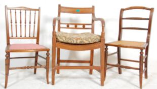 A set of 3 chairs to include an Edwardian mahogany