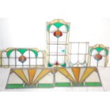 A good group of early 20th Art Nouveau stained led