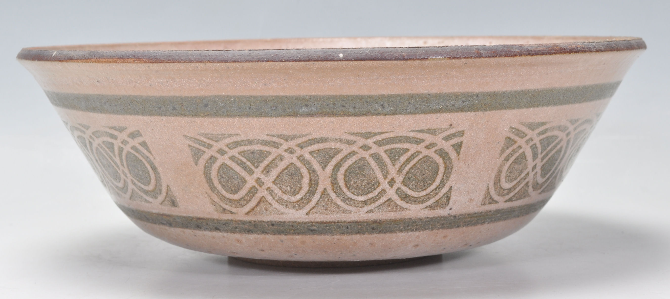 A retro 20th Century studio art pottery bowl havin - Image 3 of 8