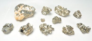 A large collection of pyrite crystal cube clusters