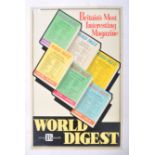 MID CENTURY TIN PLATE SHOP ADVERTISING SIGN FOR WORLD DIGEST