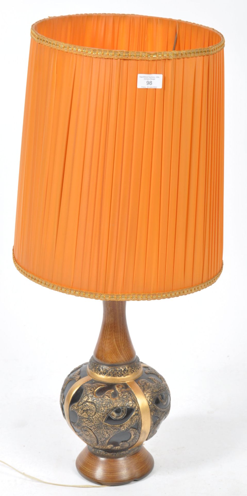 MID CENTURY RETRO TEAK WOOD AND METAL BANDED TABLE LAMP LIGHT - Bild 2 aus 4