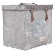 EARLY 20TH CENUTRY INDUSTRIAL METAL AND WOODEN STRAP BOX CHEST