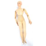 VINTAGE PLASTER AND WOOD ADJUSTABLE SHOP MANNEQUIN