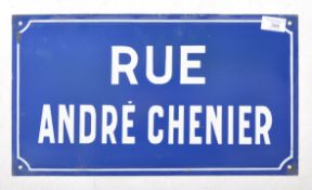 20TH CENTURY FRENCH ENAMEL ROAD SIGN - RUE ANDRE CHENIER - AMIENS
