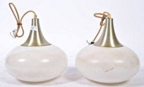 BRITISH MID CENTURY DESIGN - PAIR SPACE AGE CEILING SPHERE LAMPS