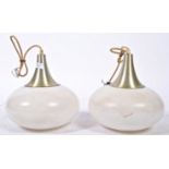 BRITISH MID CENTURY DESIGN - PAIR SPACE AGE CEILING SPHERE LAMPS