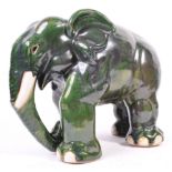 RETRO 1970'S GREEN FLAMBE TYPE GLAZED ELEPHANT FIGURINE