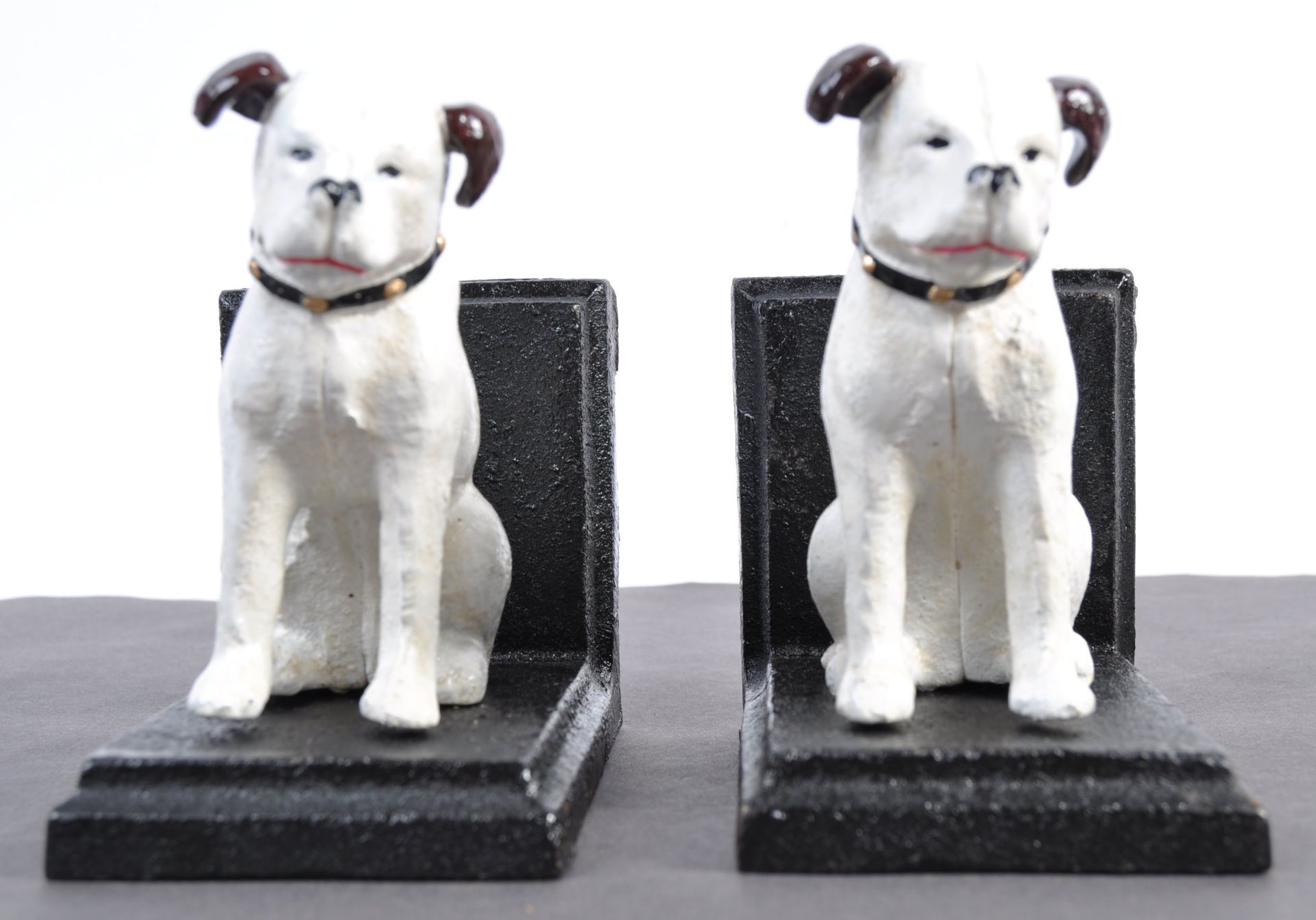 PAIR CONTEMPORARY CAST IRON HMV NIPPER DOG BOOKENDS