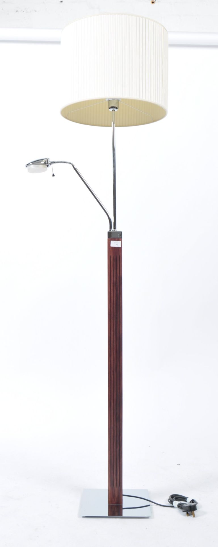 ART DECO REVIVAL CHROME & MAHOGANY STANDARD / FLOOR LAMP