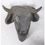 DECORATIVE 19TH CENTURY CARVED STONE BULL WALL MASK