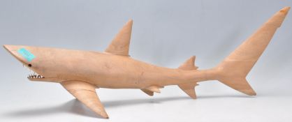 20TH CENTURY HAND CARVED WOODEN SCULPTURE OF A SHARK