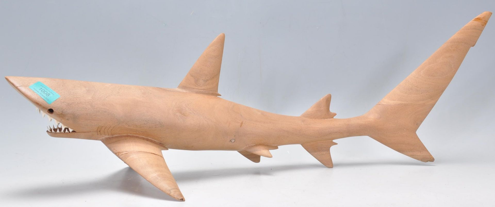 20TH CENTURY HAND CARVED WOODEN SCULPTURE OF A SHARK