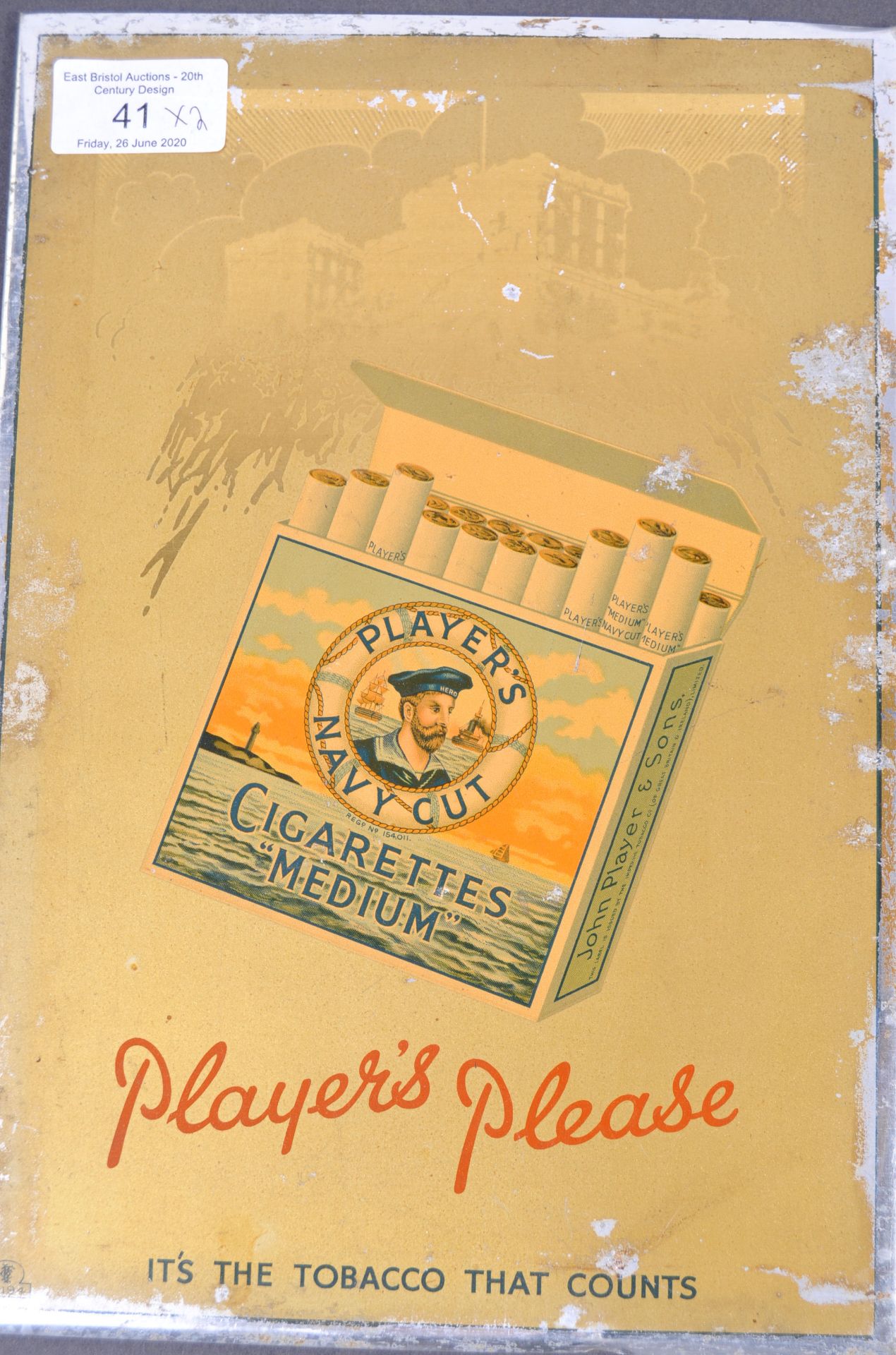 TWO VINTAGE PLAYERS CIGARETTES SHOP ADVERTISING SIGNS - Bild 2 aus 8