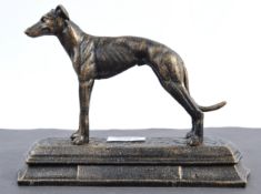 ART DECO REVIVAL GREYHOUND / WHIPPET CAST IRON FIGURINE STATUE