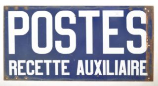 EARLY 20TH CENTURY FRENCH DOUBLE SIDED ENAMEL SHOP SIGN POST
