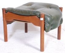 KOFORD LARSEN - G-PLAN LEATHER AND TEAK WOOD FOOTSTOOL