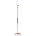 1970'S RETRO FLOOR STANDING CHROME AND TEAK STANDARD LAMP