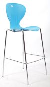 After Fritz Hanson for Frovi. A plastic mould injection aqua blue ' ant stool' bar stool being