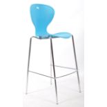 After Fritz Hanson for Frovi. A plastic mould injection aqua blue ' ant stool' bar stool being