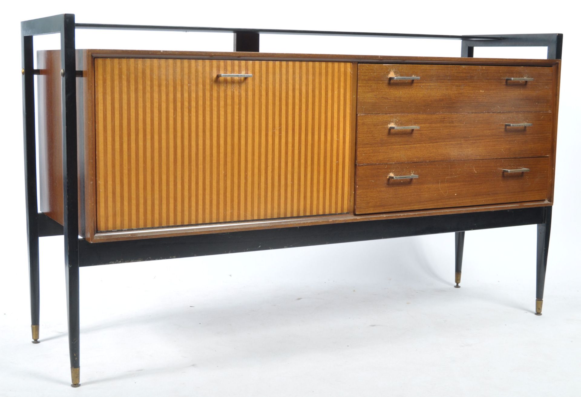 F WRIGHTON & SONS, LONDON TEAK WOOD SIDEBOARD CREDENZA