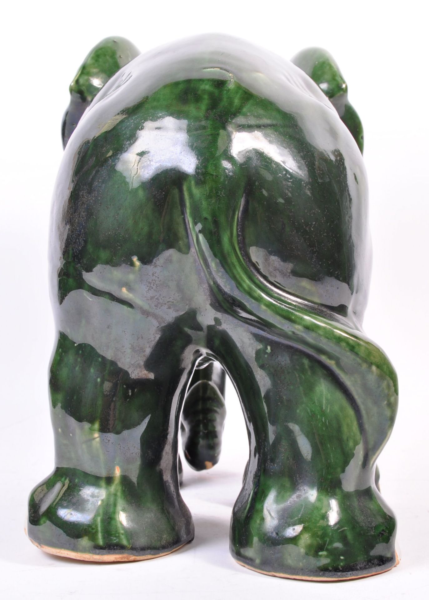 RETRO 1970'S GREEN FLAMBE TYPE GLAZED ELEPHANT FIGURINE - Bild 3 aus 7